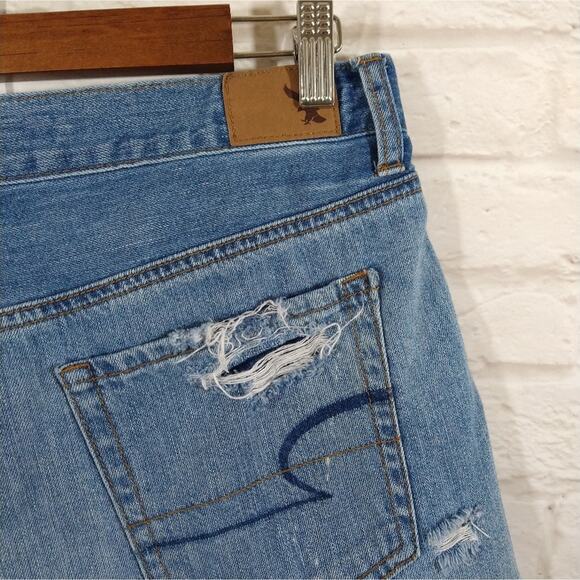 R AE American Eagle Vintage Hi-Rise Festival Distress Blue Denim Jean Shorts 10 - Picture 6 of 8